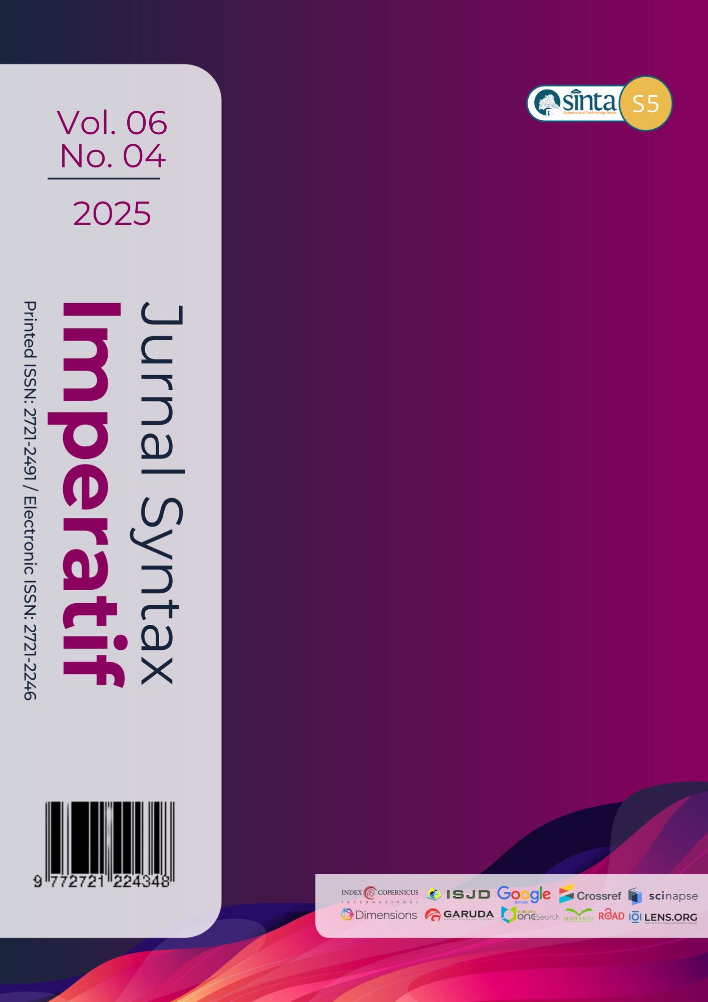					View Vol. 6 No. 4 (2025): Jurnal Syntax Imperatif: Jurnal Ilmu Sosial dan Pendidikan
				